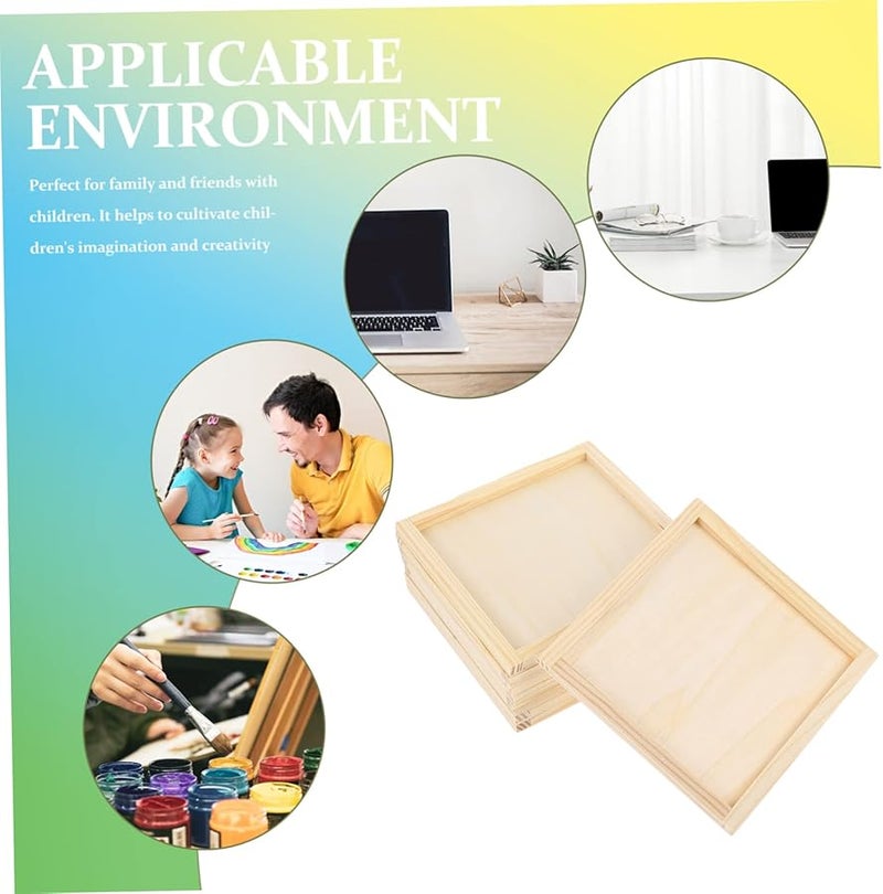 Tehaux 10 Pack Unfinished Wooden Picture Frames 12X12CM DIY Blank Square Photo Frames For Art Projects - Image 5